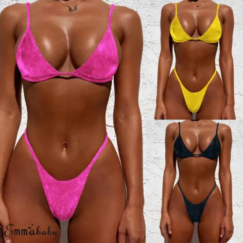 

bikini 2019 Sequins Women's Sexy Biquini Set Push-up Crystal Padded Bra Swimsuit Swimwear Beachwear Bathing Suit Beachwear