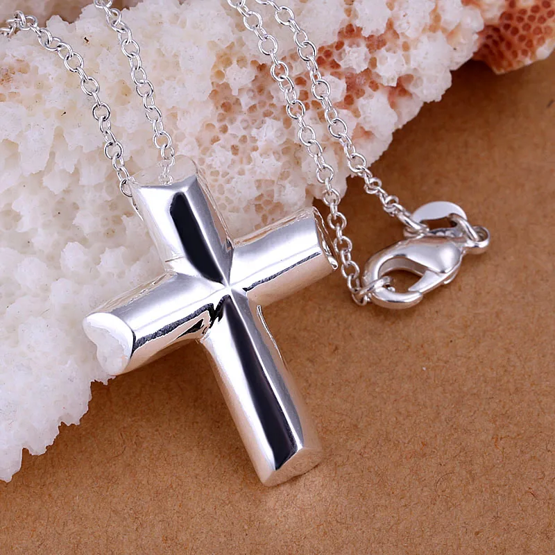 Trendy Silver Color Cross Pendant Necklaces For Men Charm Phillips Pendant Necklace Men Jewelry
