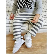 Новое поступление для мальчиков и штаны-шаровары хлопчатые брюки в полоску Детские комплекты с принтом из Одежда унисекс для детей, штанишки для малышей, начинающих ходить, Осенние штаны