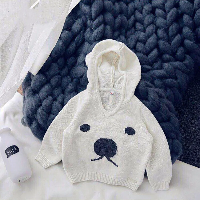 

Spring toddler infant newborn fashion knit baby kids little girl boy knit Hooded sweater cardigan Cartoon sweater clothes