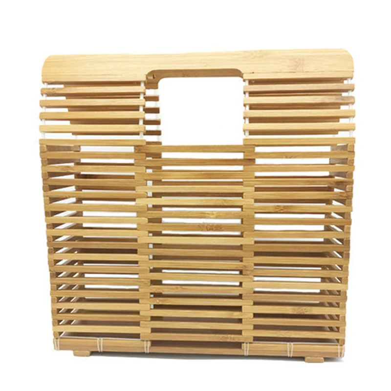 

IMYOK Square Bamboo Woven Handbag Collapsible Straw Bag Women Hollow Out Beach Handbag Luxury Handbags Designer Dropshipping