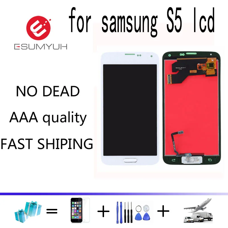 Для samsung Galaxy s5 ЖК-дисплей G900M G900A G900T G900FD сенсорный экран дигитайзер Кнопка g900f для |