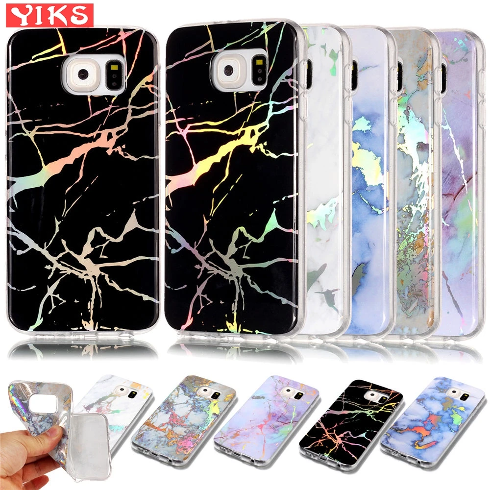 

Soft Marble Case For Samsung Galaxy S6 Edge Plating Silicone TPU Cover For Samsung S6 Coque Coloured Floral Glossy Stone Cases