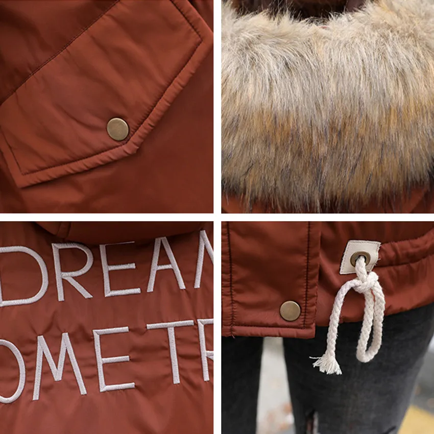 2018 New Fashion Thick Colorful Fur Collar Hooded Down Parkas Winter Jacket Women Coat Female Warm Slim Down Cotton Jacket Coat Coats
