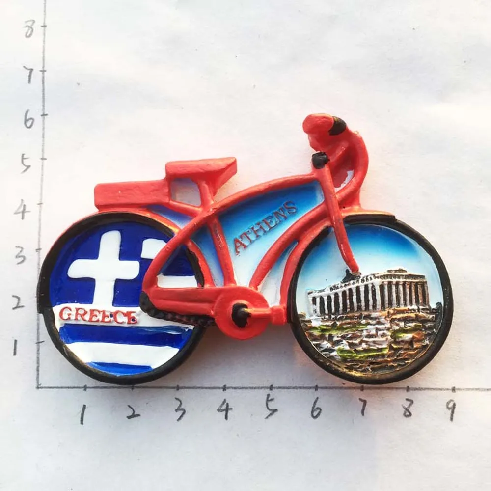 

Greece Acropolis Creative Bicycle Fridge Magnet Souvenir Decor