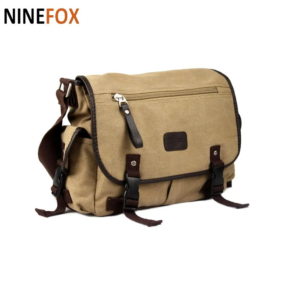 

2018 new High Quality Canvas Bag Men's solid cover zipper casual shoulder school bags men crossbody bag Men Messenger Bags