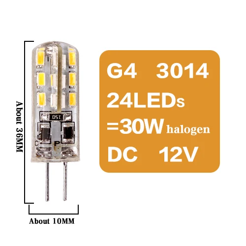 Светодиодная лампа G4 G9 E14, лампа с затемнением, освещение, AC DC 12 В 220 В, 3W, 6 Вт, 9 Вт, COB SMD, замена, галогенные лампы, прожектор, люстра Bombillas - Испускаемый цвет: G4 3014 24LED DC12V