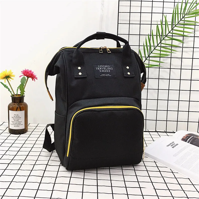 Модная сумка для подгузников для мам, большая емкость, сумки для подгузников для мам, водонепроницаемый рюкзак для путешествий, сумка для кормления, сумка для ухода за ребенком - Цвет: black