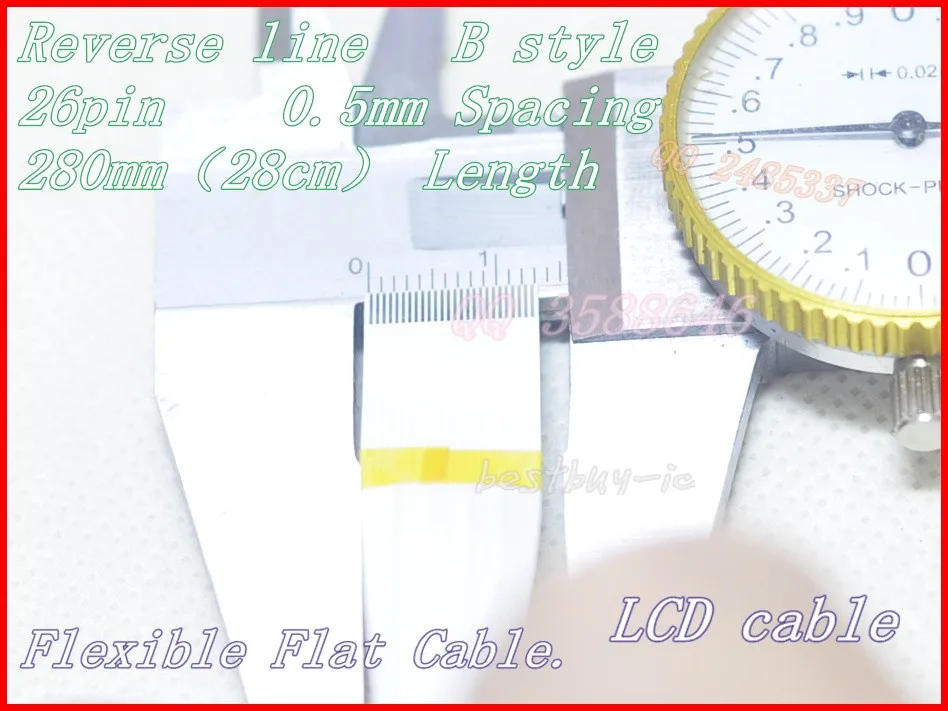 

0.5mm Spacing + 350mm Length + 26Pin B / Reverse line LCD cable FFC Flexible Flat Cable.