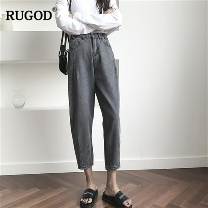 RUGOD/Винтажные модные женские джинсы-шаровары, Новые повседневные слегка потертые джинсы на молнии со средней талией для женщин, Pantalon Femme
