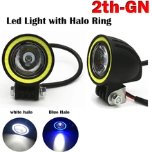 2 pcs 10 W LED Spot Luz de Trabalho Rodada Da Motocicleta Car Bicicleta Farol com Angel Eye Halo Anel Branco Azul Vermelho Verde Amarelo Offroad