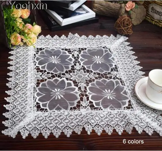 

Modern lace table place mat pad Cloth embroidery placemat cup mug holder drink coaster Christmas coffee doilies Dining kitchen