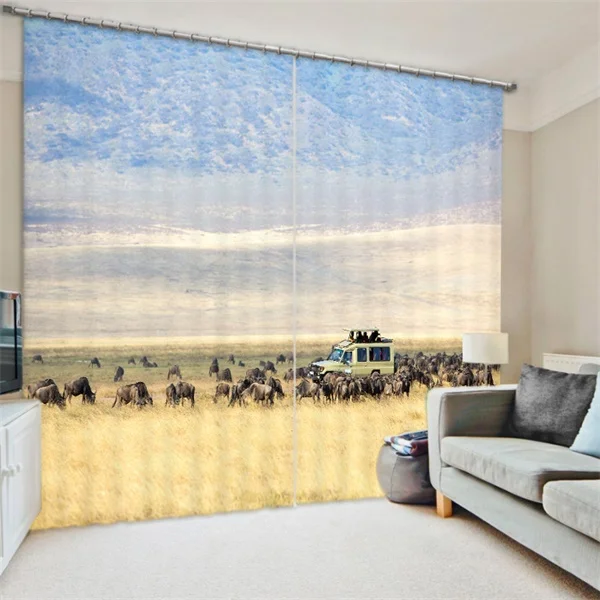 3d African Animal Print Zebra Deer Giraffe Curtains Backdrop