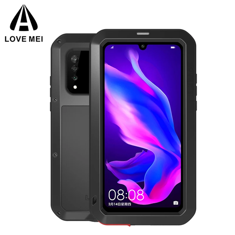 

Free Gorilla Glass Film Case for Huawei P30 Lite LOVE MEI Metal Waterproof Shockproof Cover Case for Huawei Nova 4E Case Capa