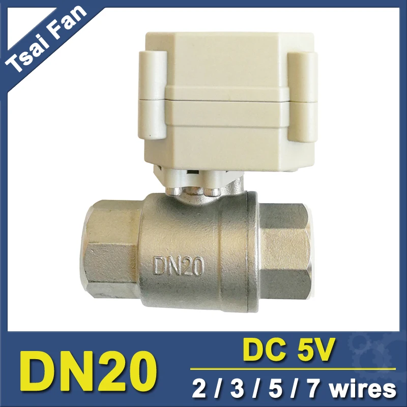 

SS304 3/4" Full Port Actuated Valve TF20-S2-A DC5V 2/3/5/7 Wires NPT/BSP DN20 Electric Valve For Water Flow Control CE certified