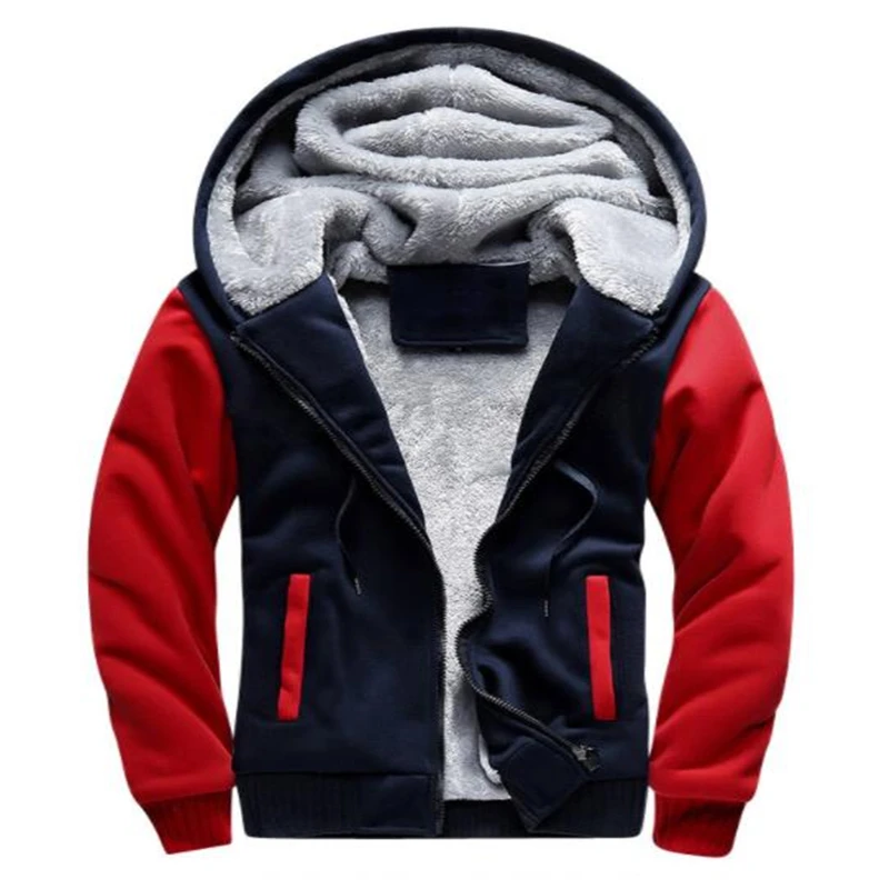

2019 winter fashion casual men and women new thick hoodie two-color stitching with four styles zipper shirt size S-5XL