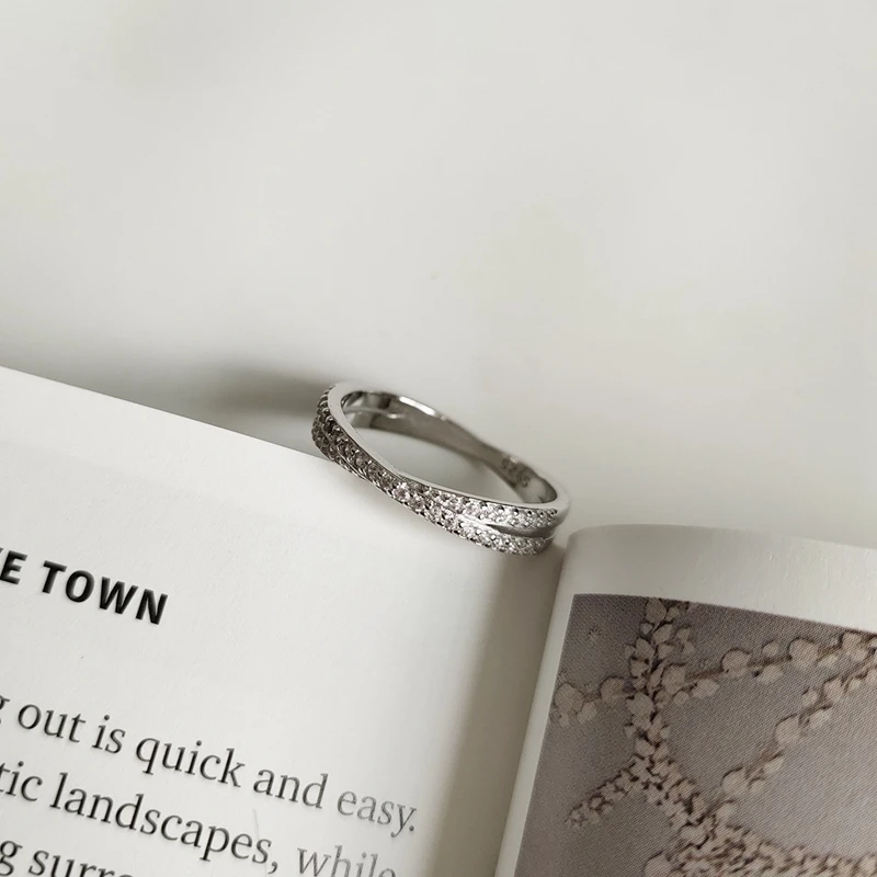LouLeur 925 пробы серебряные кольца с кристаллами AAA белый циркон кубические элегантные кольца романтическое обручальное кольцо для женщин ювелирные изделия