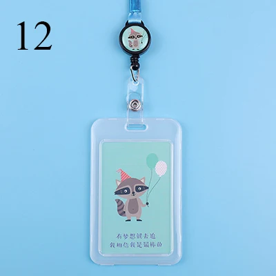 Cute Cartoon Cat Transparent Card ID Badge Holder Kawaii Dogs Retractable Badge Buckle Name Tag Card Holder For Gifts - Цвет: 12