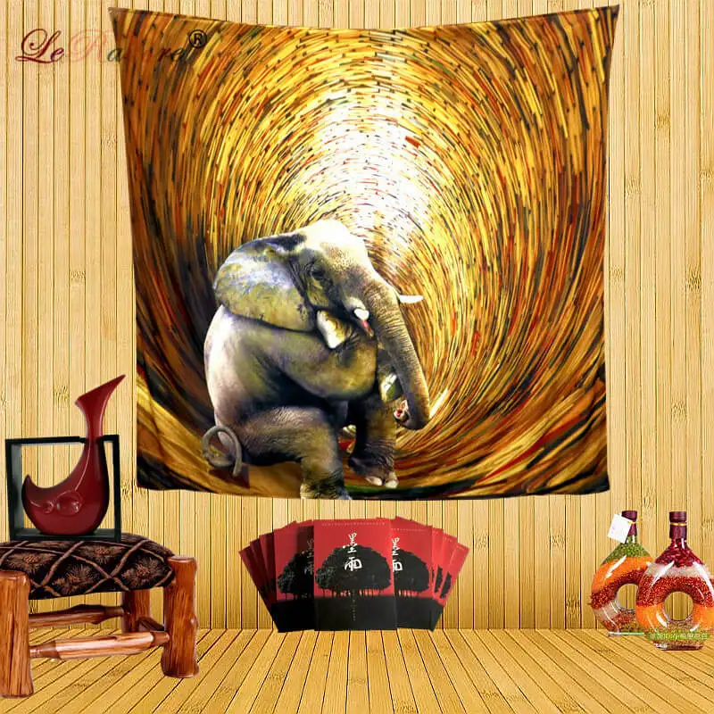 

LeRadore Tapestry Indian Elephant Mandala Wall Hangings Home Decor Polyester Buddaha Wall Cloth Towel for Beach Picnic