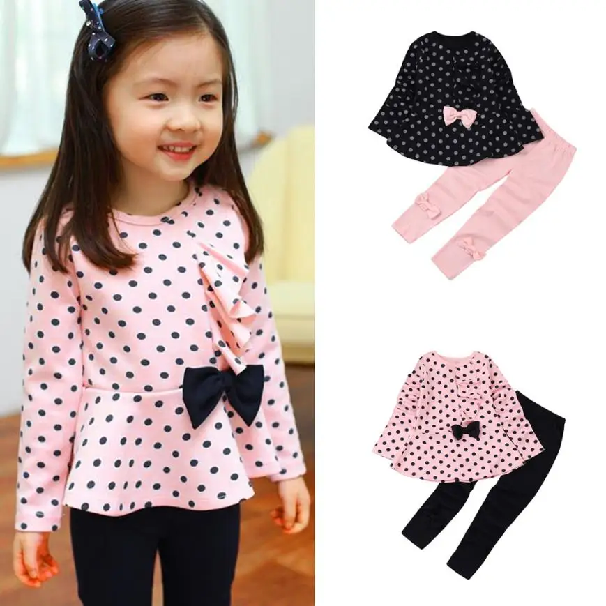 Buy Toddler Infant Baby Girls Dots Print Clothes Bow