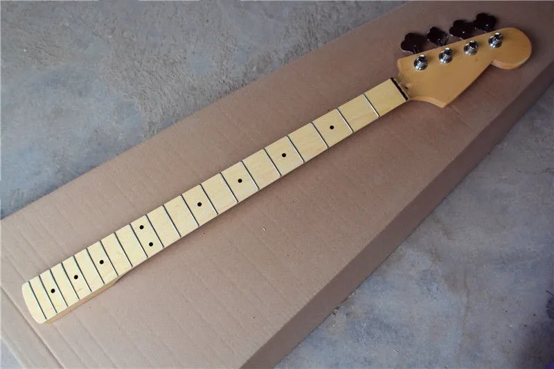 

Four - string electric bass neck maple wood fingerboard with a button