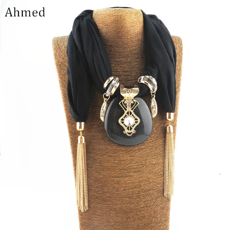 Ahmed богемное большое геометрическое ожерелье с кисточкой и шарфом для женщин, новинка, колье с цепочкой, бахрома, воротник, ювелирное изделие