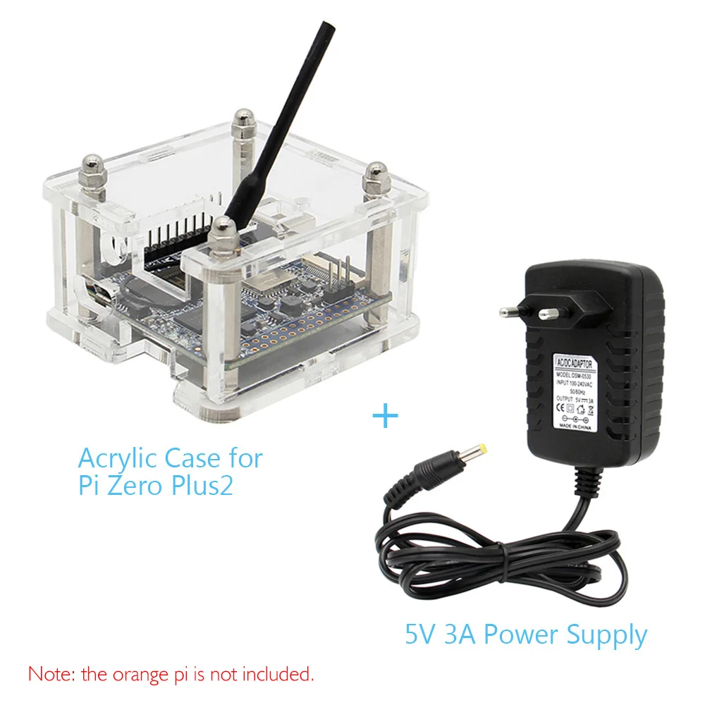 

Orange Pi Zero Plus2 Acrylic Case/ Enclose + 5V 3A Power Adapter/ Power Supply Kit For Orange Pi Zero Plus 2 (Plus2)