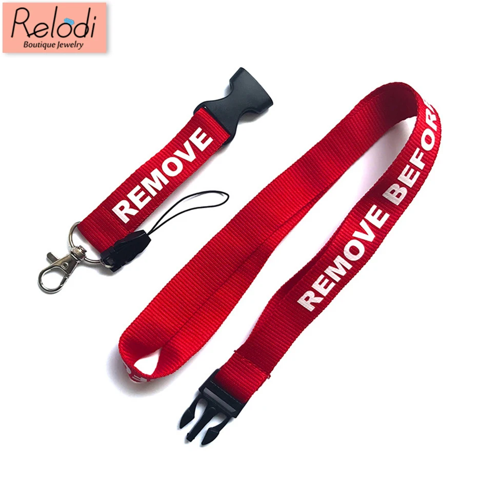

Trendy Remove Before Flight Long Key Chain Embroidery Polyester Fabric Key Ring Motorcycles Key Holder with Halter Rope SP1491