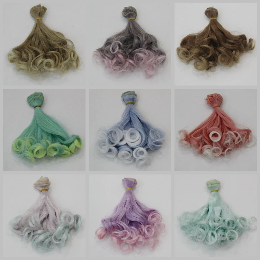 

Bjd Doll Hair 15*100cm Diy Mini Tresses High-Temperature Material Doll Wig Curly Hair Doll Accessories Diy Curly Doll Wigs