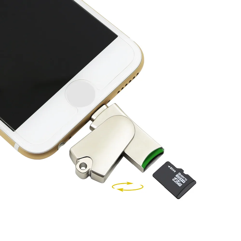 Kismo USB2.0 микро SD карты памяти OTG USB, для карты памяти SD Card Reader Адаптер для iPhone X 8 7 6 Plus 5S 5C Ipad Mini 1 Air 2