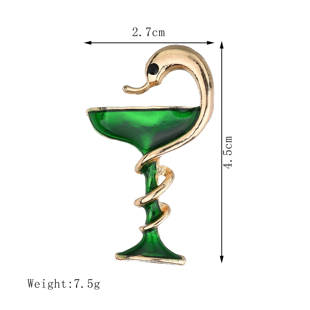 Terreau Kathy Зеленая краска винное стекло Змея Брошь булавка сплав эмаль Женская Вечеринка нагрудная булавка Женская булавка для хиджаба Броши заколки для хиджаба