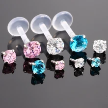 1 шт., прозрачные Кристальные серьги для губ, пирсинг для губ, пирсинг для ушного хряща, пирсинг для губ, Сексуальные Ювелирные изделия для тела, 16 г