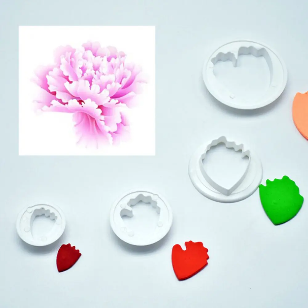 

4PCS/Set Peony Flower Pattern Baking Tool Cake Icing Fondant Plunger Cutter Pastry DIY Mold Cake Decorating Tools