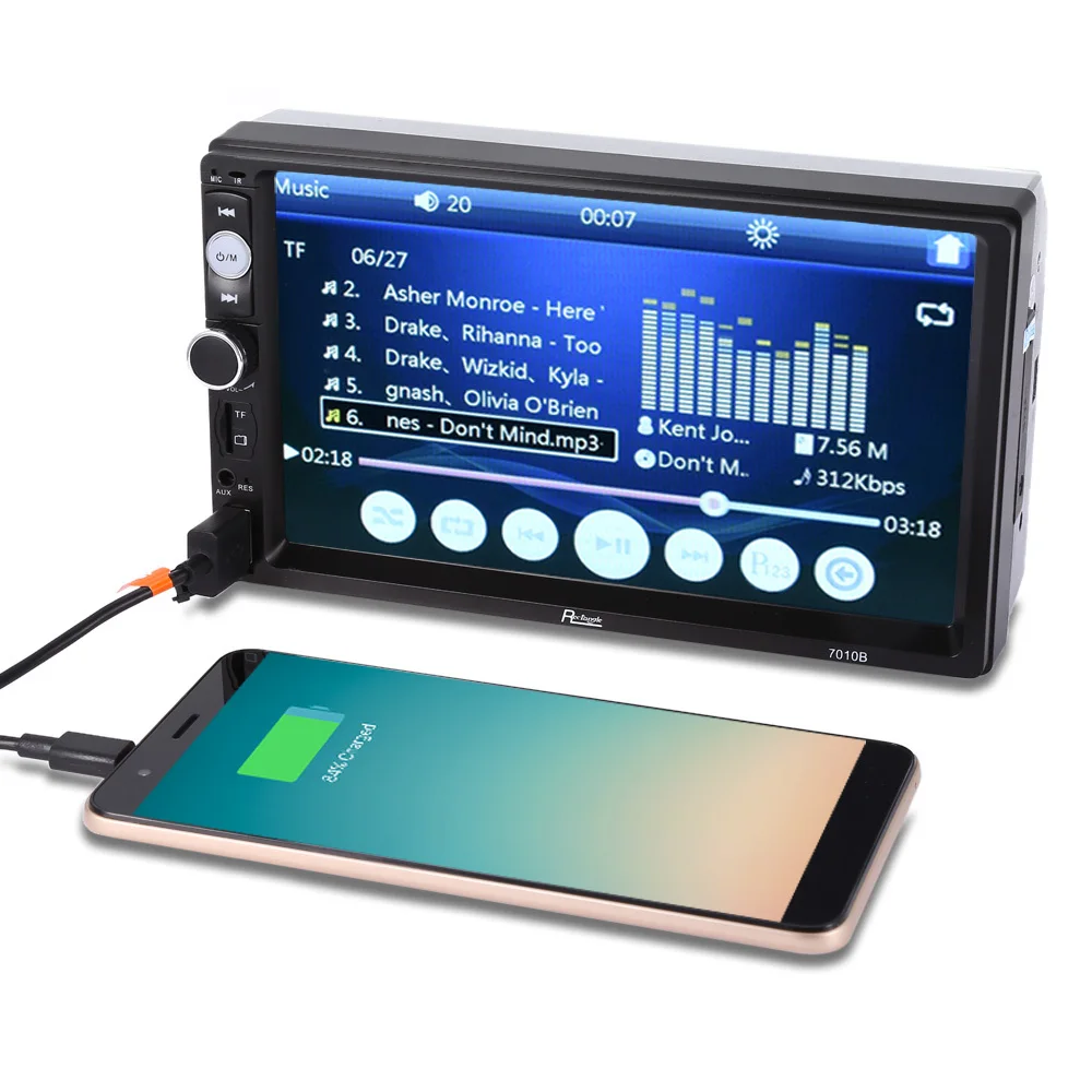 

7010B 2 Din Car Video Player Car DVD 7 Inch Bluetooth FM Radio Car MP5 Player With 720P Camera