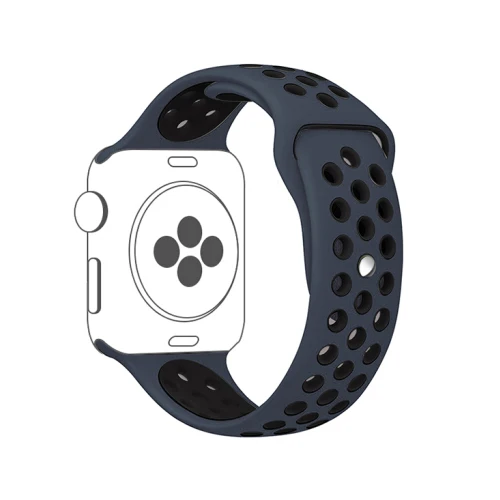 Mid blue black 20 Спортивный ремешок для часов для apple watch, ремешок 42 мм, 38 мм, Версия 44 мм 40 мм, ремешок для наручных часов iwatch, ремешок series 5/4/3/2/1 силиконовый браслет аксессуары - Цвет ремешка: Mid blue black 20