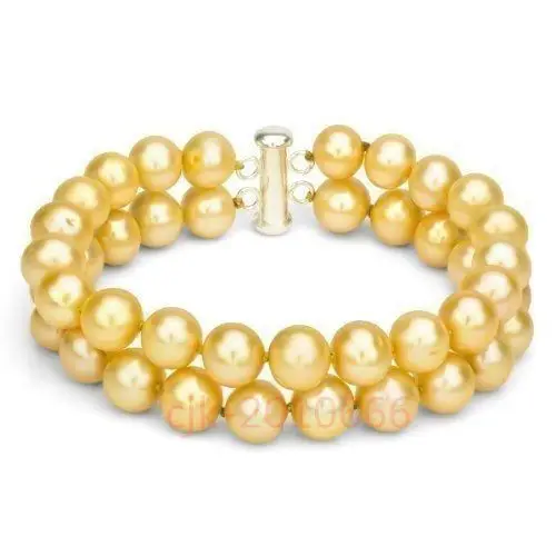 

AAA 8-9 MM 2 ROW 7.5-8 INCH GENUINE SOUTH SEA GOLDEN PEARL BRACELET@^Noble style Natural Fine jewe SHIPPING 6.2 6.02