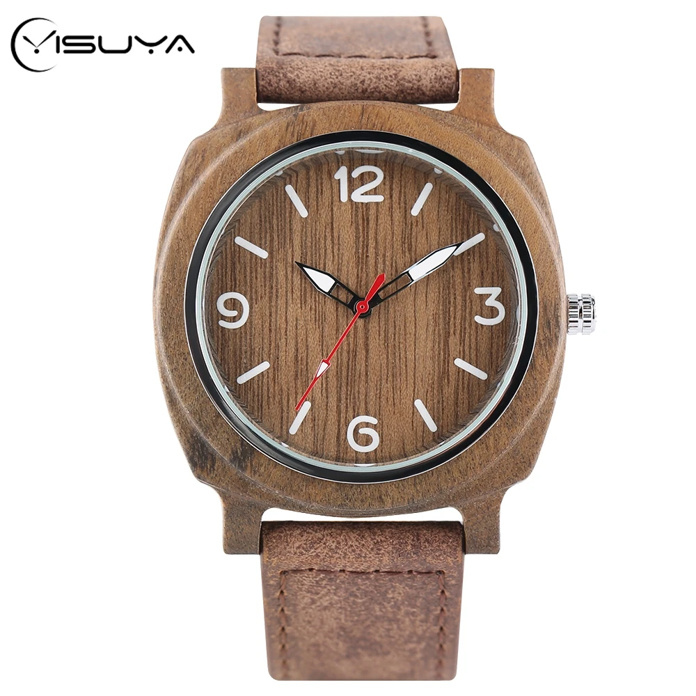 Kopen Novel Bamboe Hout Polshorloge Mannen Sport Casual Houten Creatieve Horloges Handgemaakte Natuur Timber Quartz heren Horloges Klok Relogio