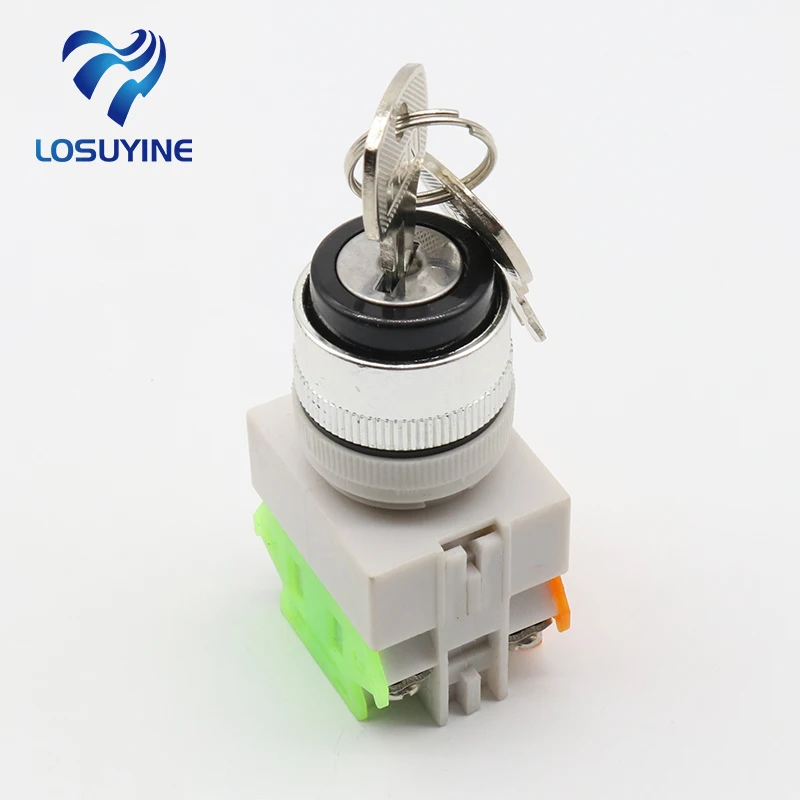 

LAY37 AC 380V 10A DPST 2 Position Rotary Selector Key Lock Switch 1 N/O 1 N/C