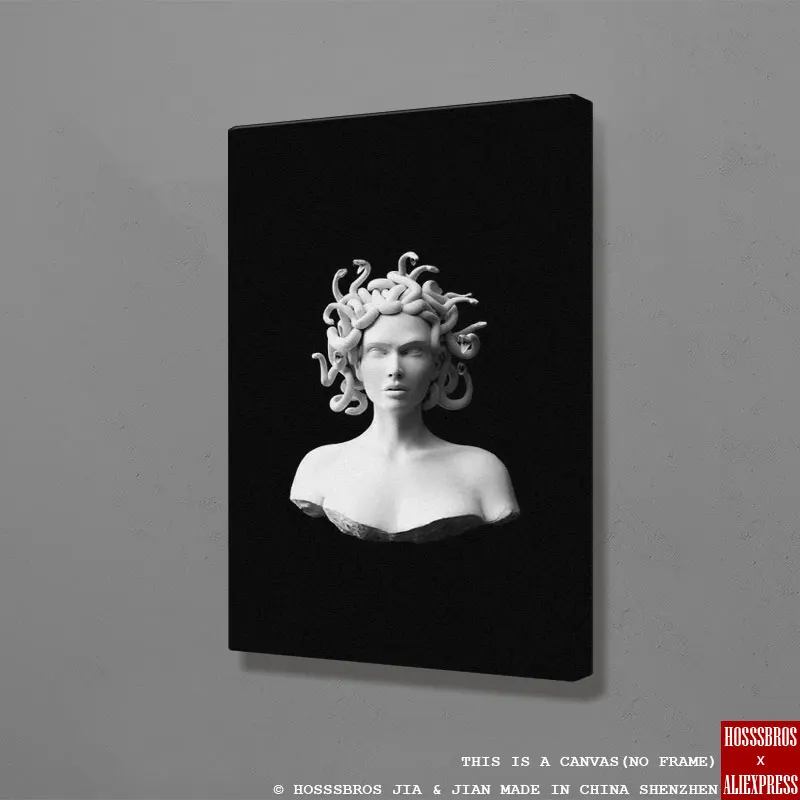 Medusa Gorgon Plaster statue nordic modern portrait Home living Room Bedroom Decor Print Poster Picture Painting Wall Art Canvas