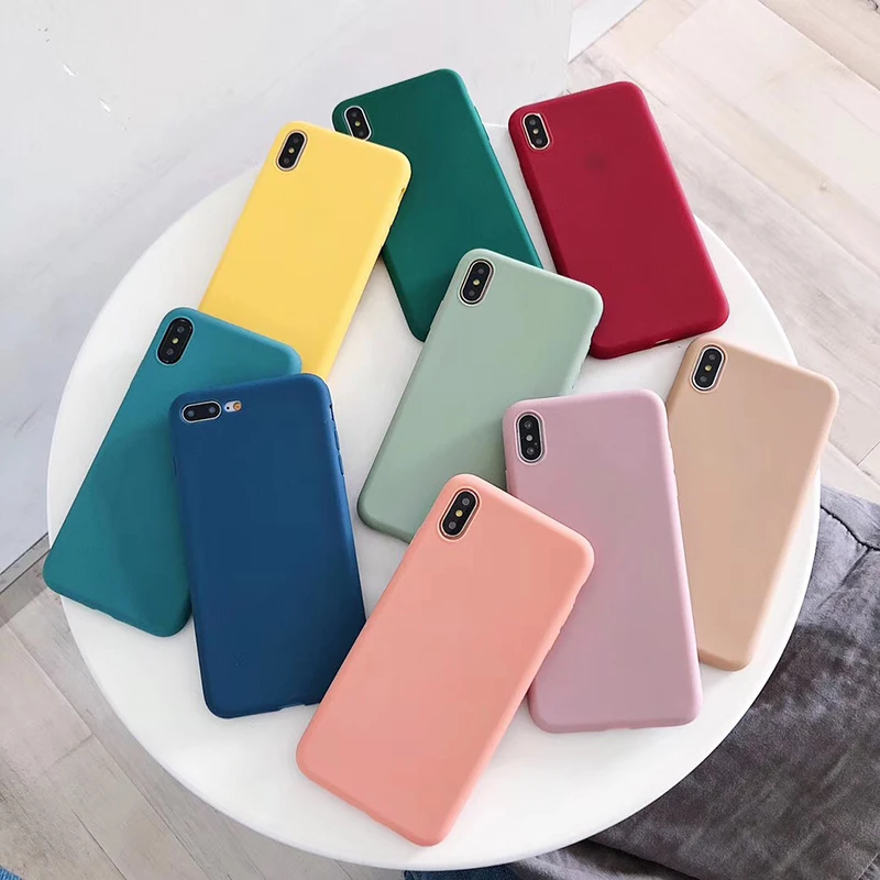 

Thickened TPU Anti-Knock Case for XS MAX XR Candy Color Phone Case for Iphone 8 7 6 6s Plus X XS Plain Case Coque