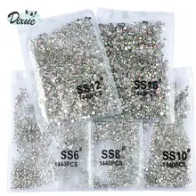 Haute lumière AAA strass cristal AB clair SS3-SS40 (1.3mm-8.4mm) Non Hotfix flatback strass pour ongles 3D nail art gems045(China)