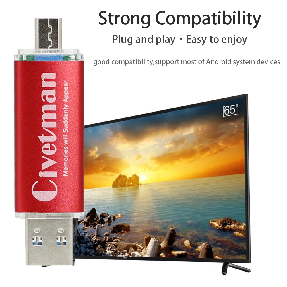 Флеш накопитель Civetman OTG USB 8 ГБ 16 32 64 2 0 двойная мини флешка 128 Pendrive для ПК и