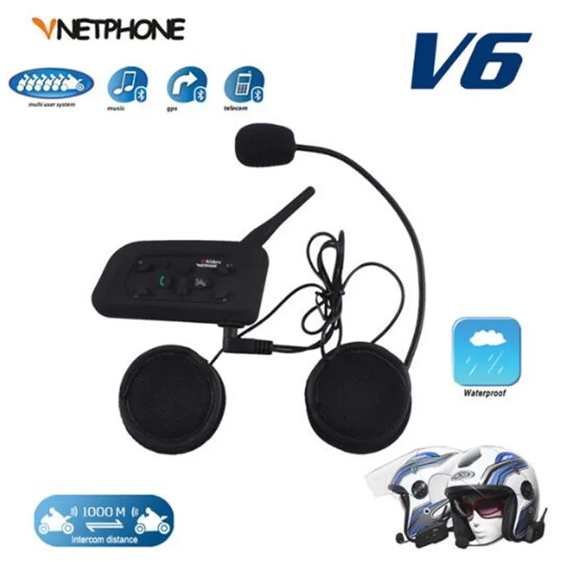 

VNETPHON 1200M BT Bluetooth Motorcycle Helmet Intercom 6 Riders Full Duplex Wireless Bluetooth Communication Interphone Headset