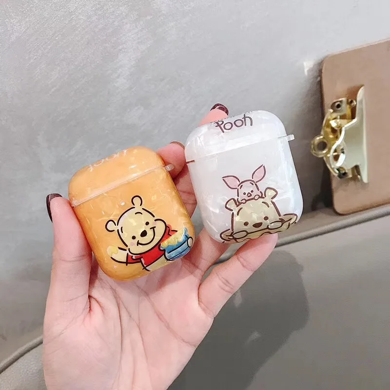 

New shellfish cartoon Winnie the Pooh earphone set for Apple Airpods 1 2 generation universal shell headset set Airpods lid