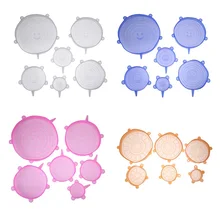 6 шт., силиконовая растягивающаяся крышка, пробка для разлива, универсальная крышка-крышка для кастрюли, крышка для кухонной сковороды, крышка для домашнего хранения, кухонные инструменты