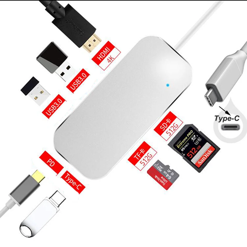 Док-адаптер Baolyda Thunderbolt 3 usb type C to 3,0 концентратор HDMI type-C конвертер для MacBook huawei mate 20 P20 Pro USB-C адаптер