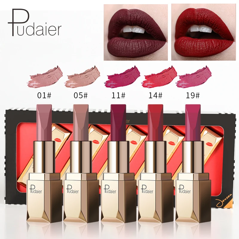 Pudaier Matte Lipstick Set Waterproof Velvet Love Lipstick Set Lasting
