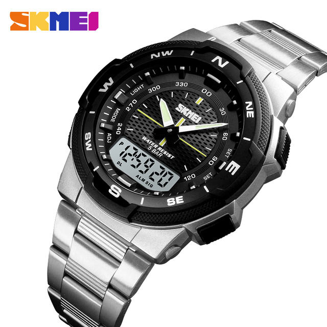 SKMEI Brand Men Watch Fashion Quartz Sports Watches Stainless Steel Mens Watches Top Luxury Business Waterproof Wrist Watch Men