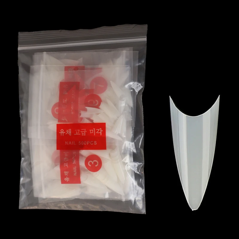 

500Pcs Stiletto Medium False Nails Tips Manicure Artificial Fake Nails Salon Full Nail Art Tips faux ongles Natural Color