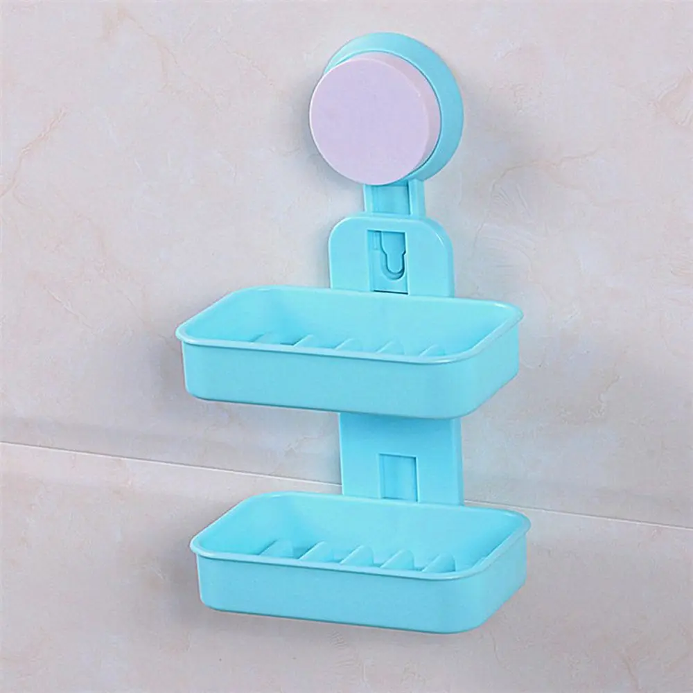 Высококачественные деликатные два-двойной настенный тип ванная комната практичное мыло блюдо мыльница - Цвет: blue